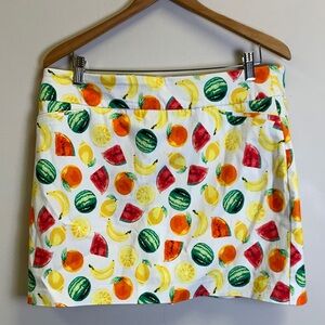 Attyre White Skirt with Yellow Lemon & Orange Fruit Print